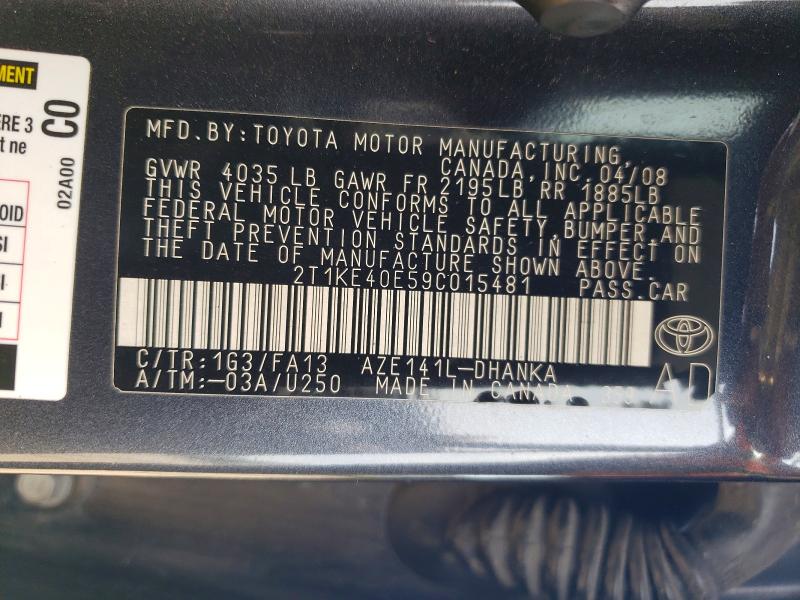 Продаж на аукціоні авто 2009 Toyota Corolla Matrix, vin: 2T1KE40E59C015481, номер лоту: 58483606