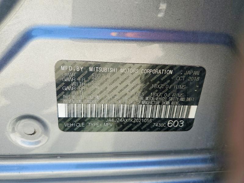 Продаж на аукціоні авто 2019 Mitsubishi Outlander, vin: JA4JZ4AX1KZ021056, номер лоту: 56039096