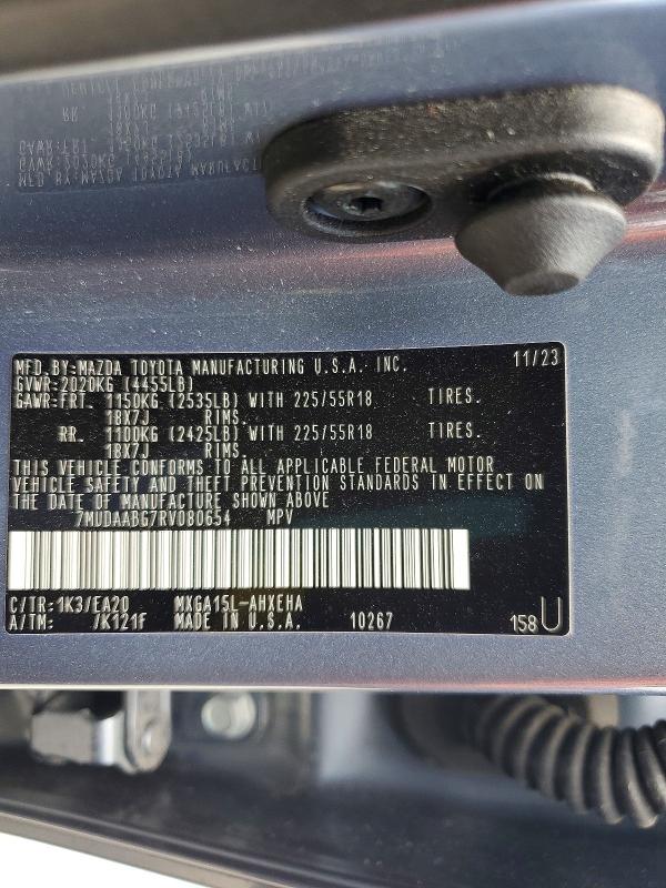 59231006 :رقم المزاد ، 7MUDAABG7RV080654 vin ، 2024 Toyota Corolla Cross مزاد بيع