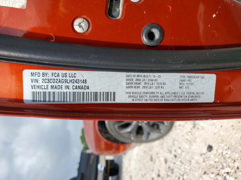 57958976 :رقم المزاد ، 2C3CDZAG9LH243148 vin ، 2020 Dodge Challenger مزاد بيع