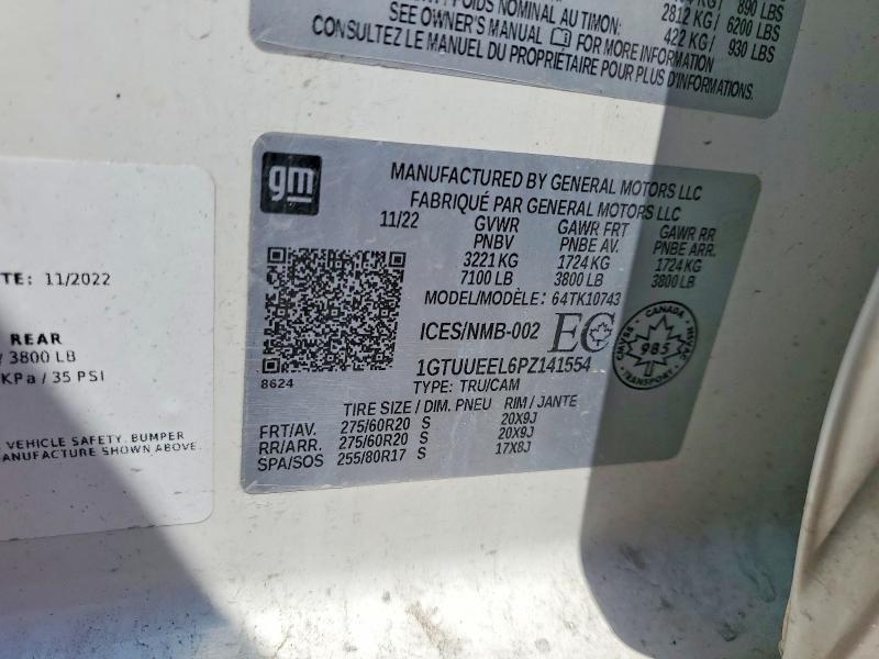 2023 Gmc Sierra მანქანა იყიდება აუქციონზე, vin: 1GTUUEEL6PZ141554, აუქციონის ნომერი: 58588536