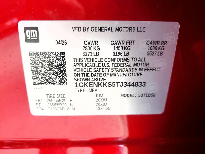 Aukcja sprzedaży 2026 Gmc Acadia, vin: 1GKENKKS5TJ344833, numer aukcji: 58472556