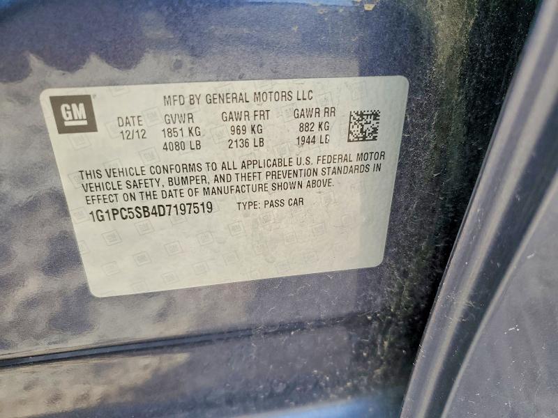 56730886 :رقم المزاد ، 1G1PC5SB4D7197519 vin ، 2013 Chevrolet Cruze مزاد بيع