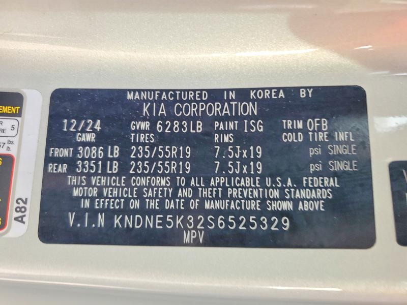 58583786 :رقم المزاد ، KNDNE5K32S6525329 vin ، 2025 Kia Carnival مزاد بيع