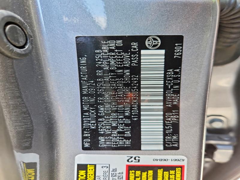 58030766 :رقم المزاد ، 4T1DAACK3SU542492 vin ، 2025 Toyota Camry مزاد بيع