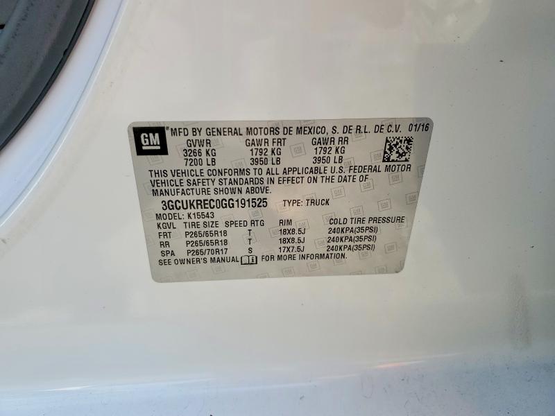 Aukcja sprzedaży 2016 Chevrolet Silverado, vin: 3GCUKREC0GG191525, numer aukcji: 58946146