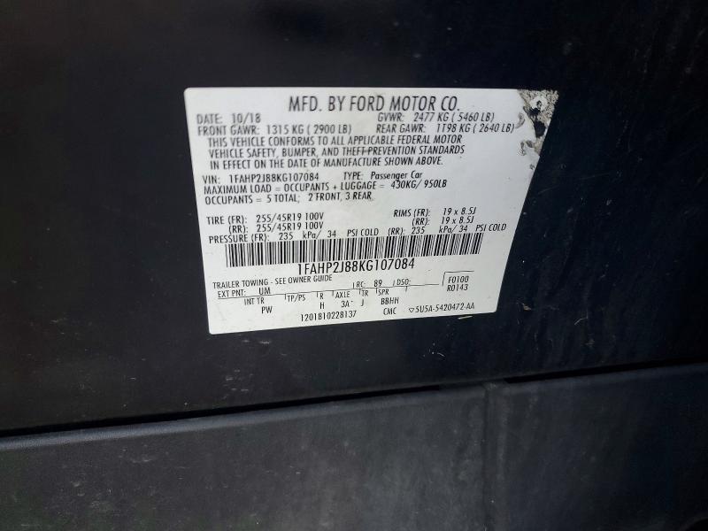 2019 Ford Taurus მანქანა იყიდება აუქციონზე, vin: 1FAHP2J88KG107084, აუქციონის ნომერი: 55754656