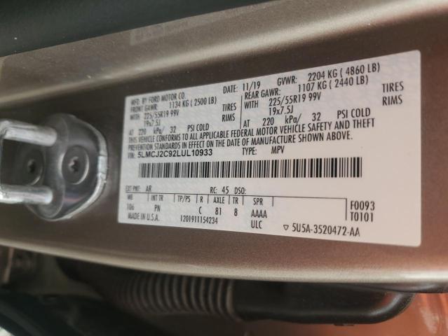 55912766 :رقم المزاد ، 5LMCJ2C92LUL10933 vin ، 2020 Lincoln Corsair مزاد بيع