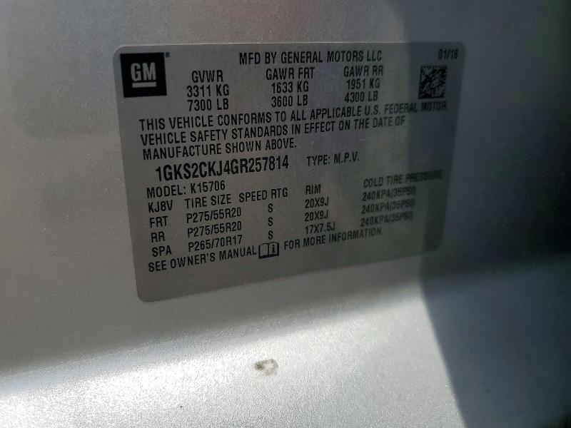 Auction sale of the 2016 Gmc Yukon, vin: 1GKS2CKJ4GR257814, lot number: 58693716