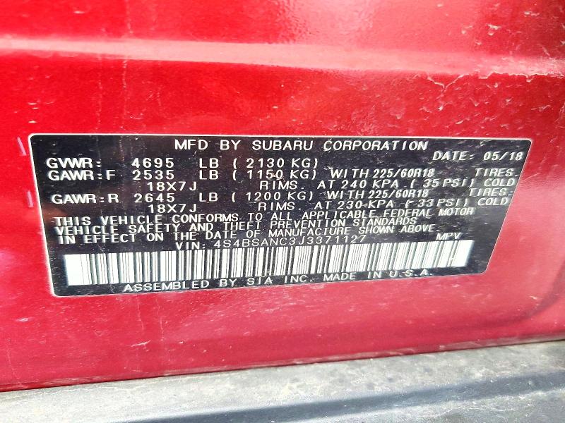 Продажа на аукционе авто 2018 Subaru Outback, vin: 4S4BSANC3J3371127, номер лота: 57827326