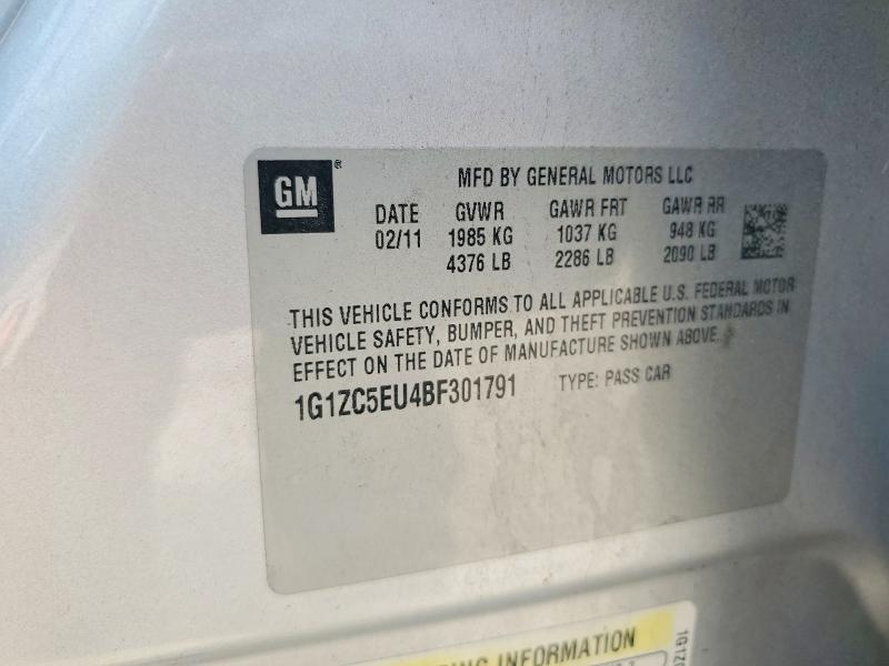 57549646 :رقم المزاد ، 1G1ZC5EU4BF301791 vin ، 2011 Chevrolet Malibu مزاد بيع