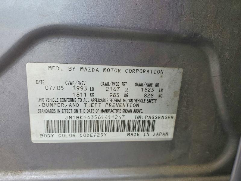 Aukcja sprzedaży 2006 Mazda 3, vin: JM1BK143561411247, numer aukcji: 85629685