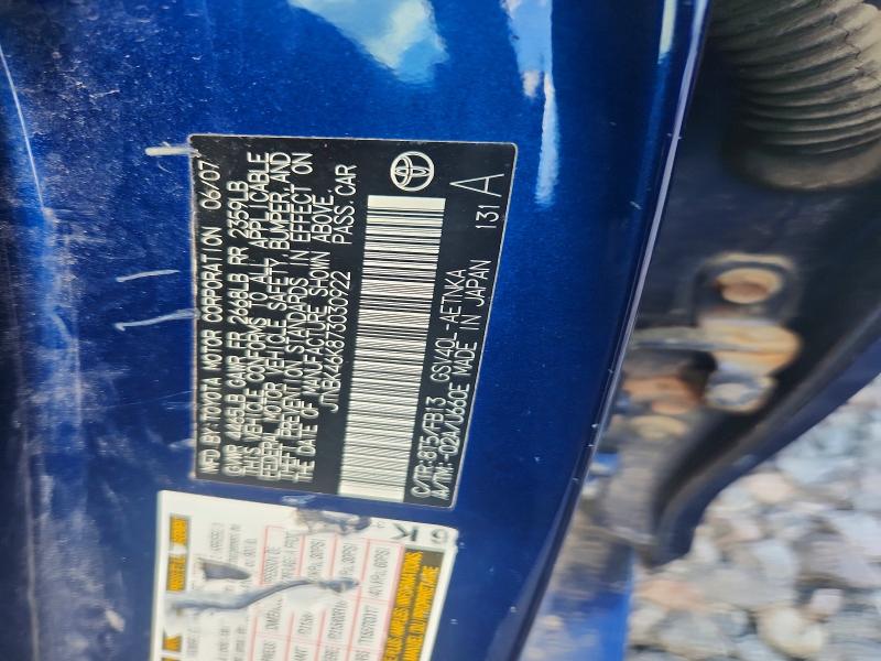 2007 Toyota Camry მანქანა იყიდება აუქციონზე, vin: JTNBK46K873030922, აუქციონის ნომერი: 57369886