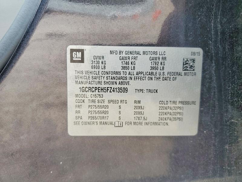 59052486 :رقم المزاد ، 1GCRCPEH5FZ413509 vin ، 2015 Chevrolet Silverado مزاد بيع
