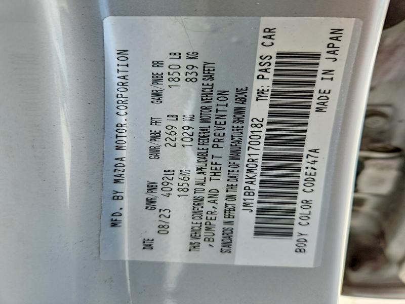 Aukcja sprzedaży 2024 Mazda 3, vin: JM1BPAKM0R1700182, numer aukcji: 55889416