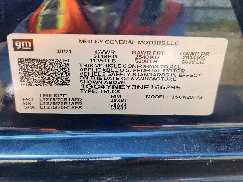 Aukcja sprzedaży 2022 Chevrolet Silv2500 4, vin: 1GC4YNEY3NF166295, numer aukcji: 56755636