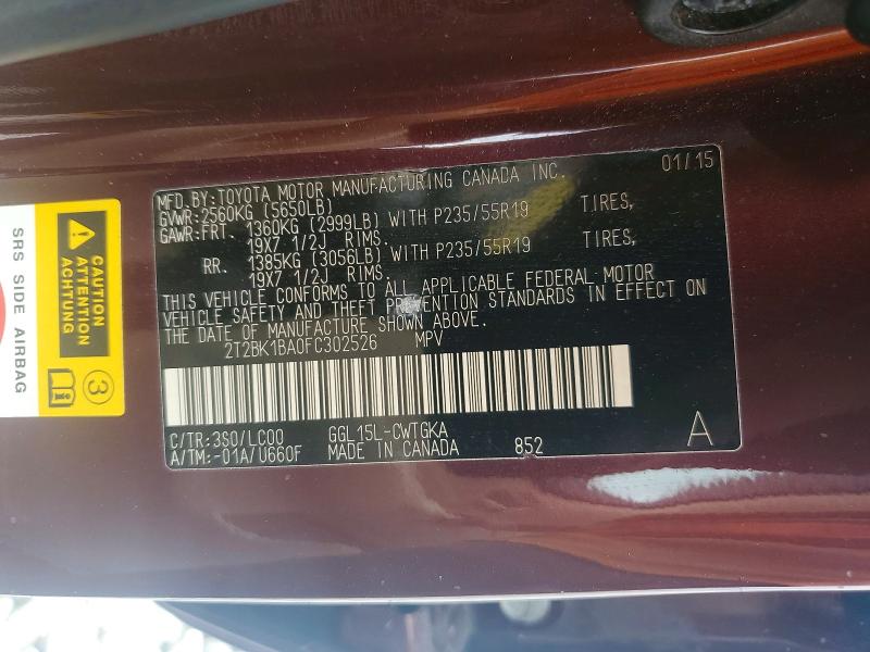 Продажа на аукционе авто 2015 Lexus Rx 350, vin: 2T2BK1BA0FC302526, номер лота: 55559846