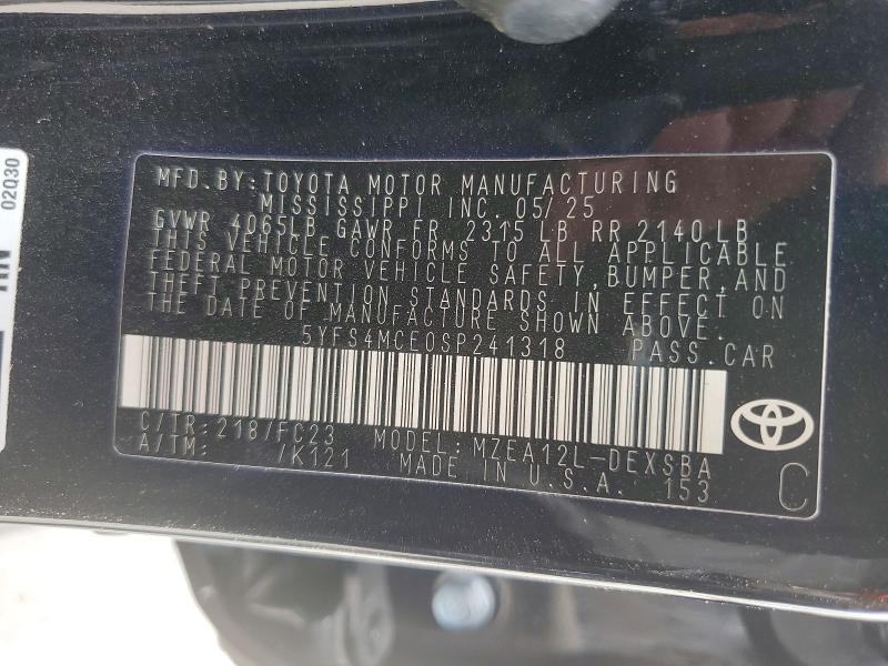 58058336 :رقم المزاد ، 5YFS4MCE0SP241318 vin ، 2025 Toyota Corolla مزاد بيع