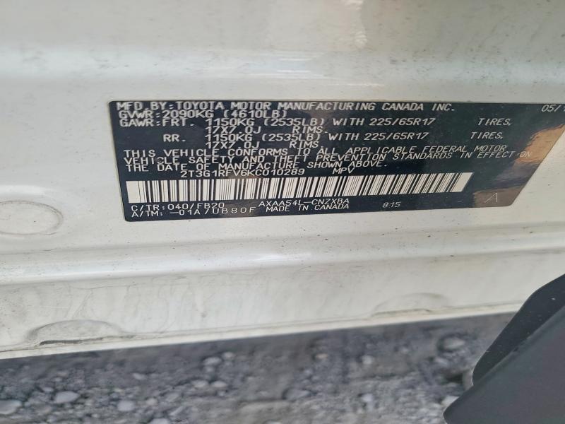 Продаж на аукціоні авто 2019 Toyota Rav4, vin: 2T3G1RFV6KC010289, номер лоту: 56968226
