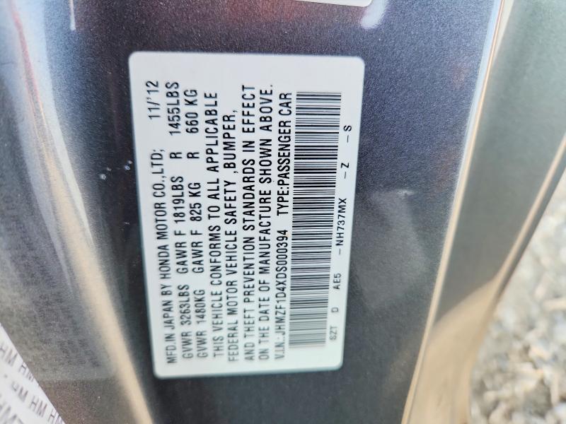 Продажа на аукционе авто 2013 Honda Cr-z, vin: JHMZF1D4XDS000394, номер лота: 85604945