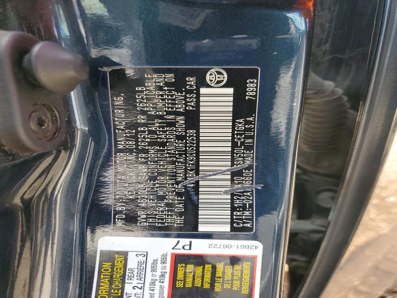 Продаж на аукціоні авто 2012 Toyota Camry, vin: 4T1BK1FK9CU522538, номер лоту: 57689586