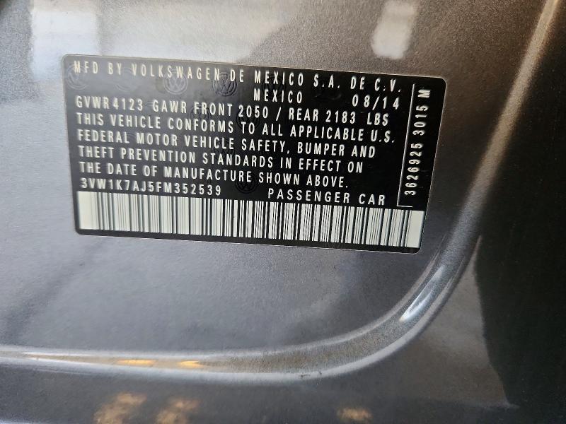 Продаж на аукціоні авто 2015 Volkswagen Jetta, vin: 3VW1K7AJ5FM352539, номер лоту: 57344146