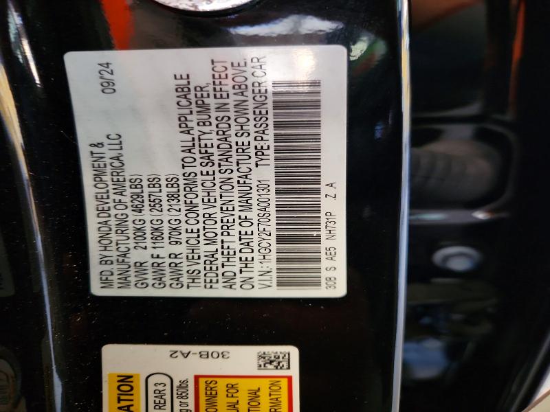 Aukcja sprzedaży 2025 Honda Accord, vin: 1HGCY2F70SA001301, numer aukcji: 59301746