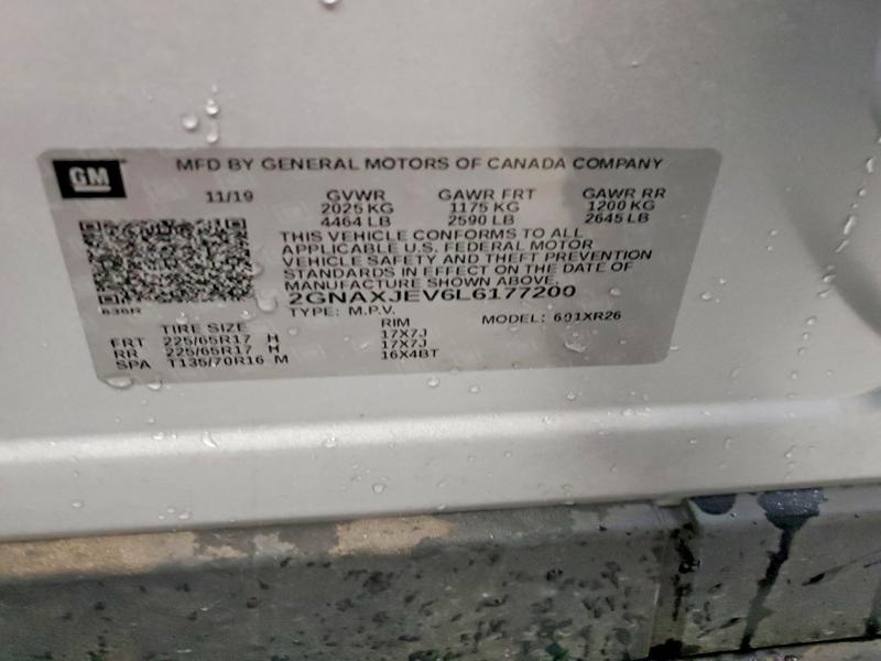 Продажа на аукционе авто 2020 Chevrolet Equinox, vin: 2GNAXJEV6L6177200, номер лота: 56831446