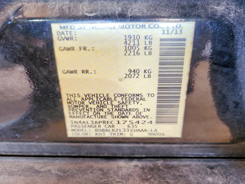 Продажа на аукционе авто 2014 Nissan Altima, vin: 1N4AL3AP8EC175424, номер лота: 59008066