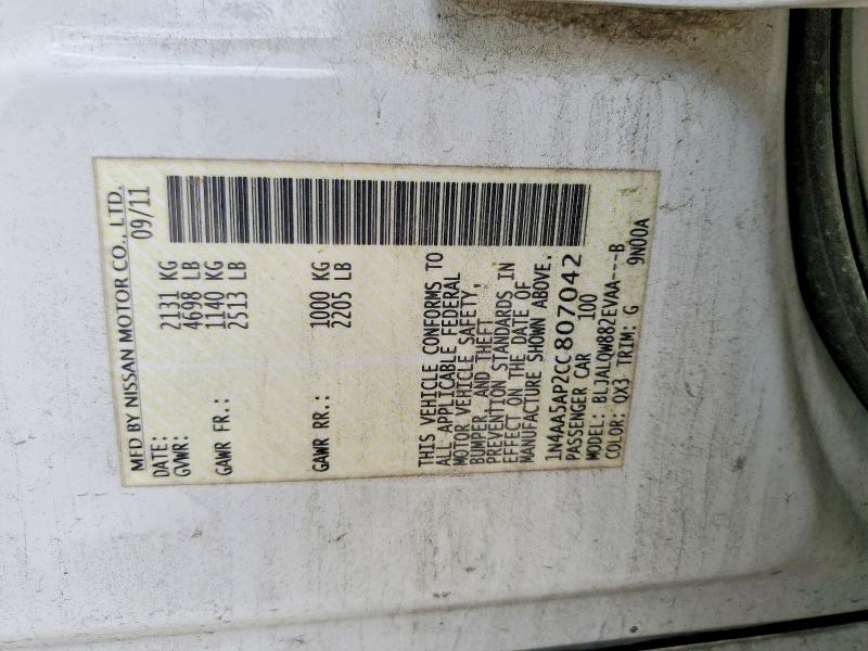 2012 Nissan Maxima მანქანა იყიდება აუქციონზე, vin: 1N4AA5AP2CC807042, აუქციონის ნომერი: 55057416