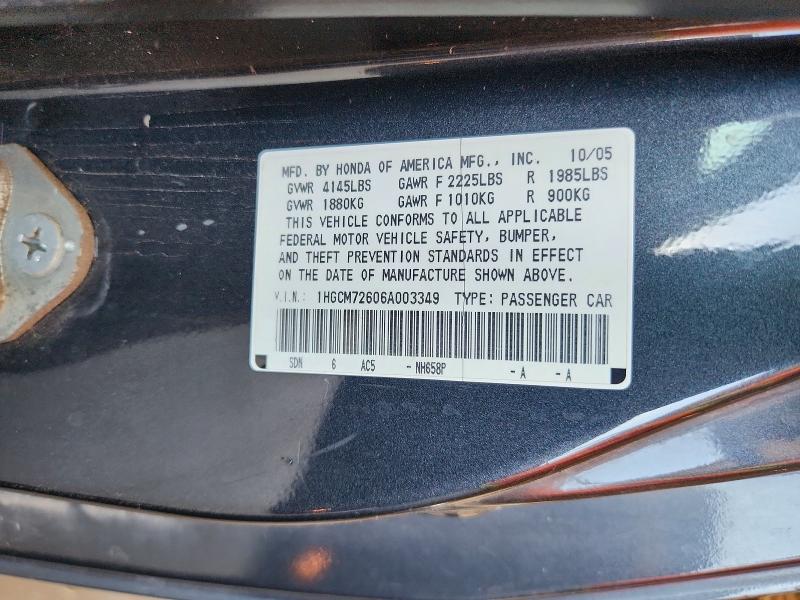 Продаж на аукціоні авто 2006 Honda Accord, vin: 1HGCM72606A003349, номер лоту: 59309816