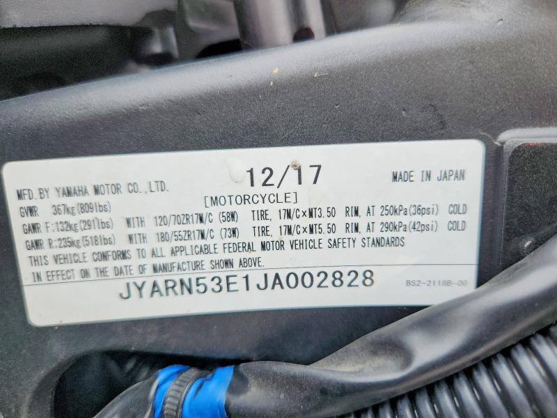 Продажа на аукционе авто 2018 Yamaha Mt09, vin: JYARN53E1JA002828, номер лота: 58448846