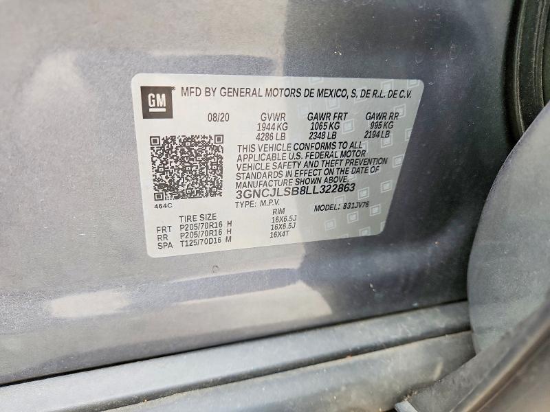 Продажа на аукционе авто 2020 Chevrolet Trax, vin: 3GNCJLSB8LL322863, номер лота: 58868416