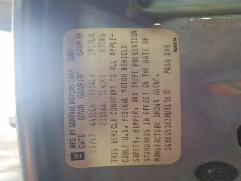 Продажа на аукционе авто 1987 Cadillac Seville, vin: 1G6KS5183HU815630, номер лота: 58907806