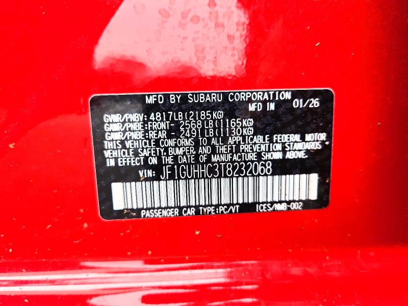Продаж на аукціоні авто 2026 Subaru Impreza, vin: JF1GUHHC3T8232068, номер лоту: 58592676