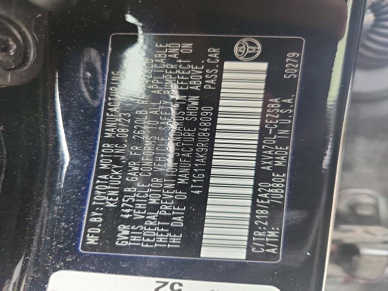 2024 Toyota Camry მანქანა იყიდება აუქციონზე, vin: 4T1G11AK9RU848090, აუქციონის ნომერი: 57155916