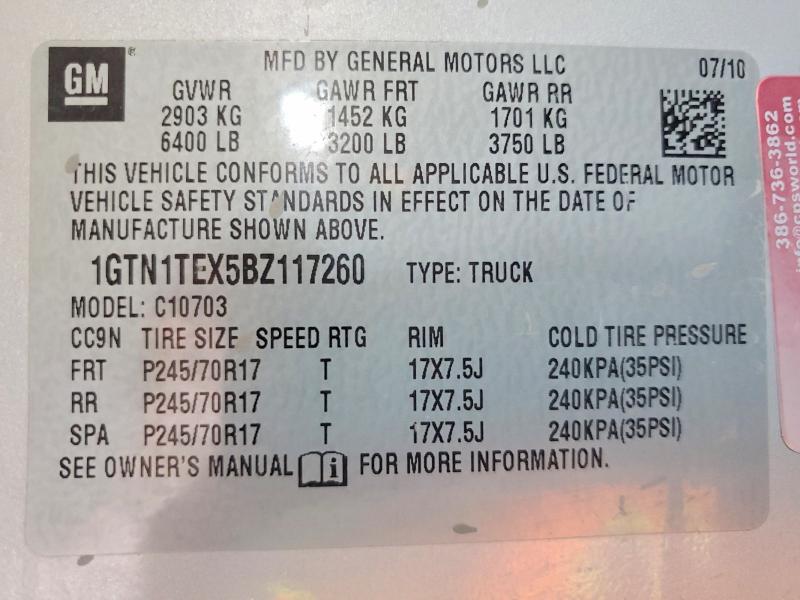 Aukcja sprzedaży 2011 Gmc Sierra, vin: 1GTN1TEX5BZ117260, numer aukcji: 58260636