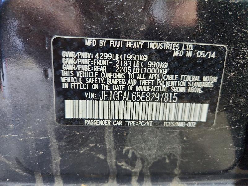 55947376 :رقم المزاد ، JF1GPAL65E8297815 vin ، 2014 Subaru Impreza مزاد بيع