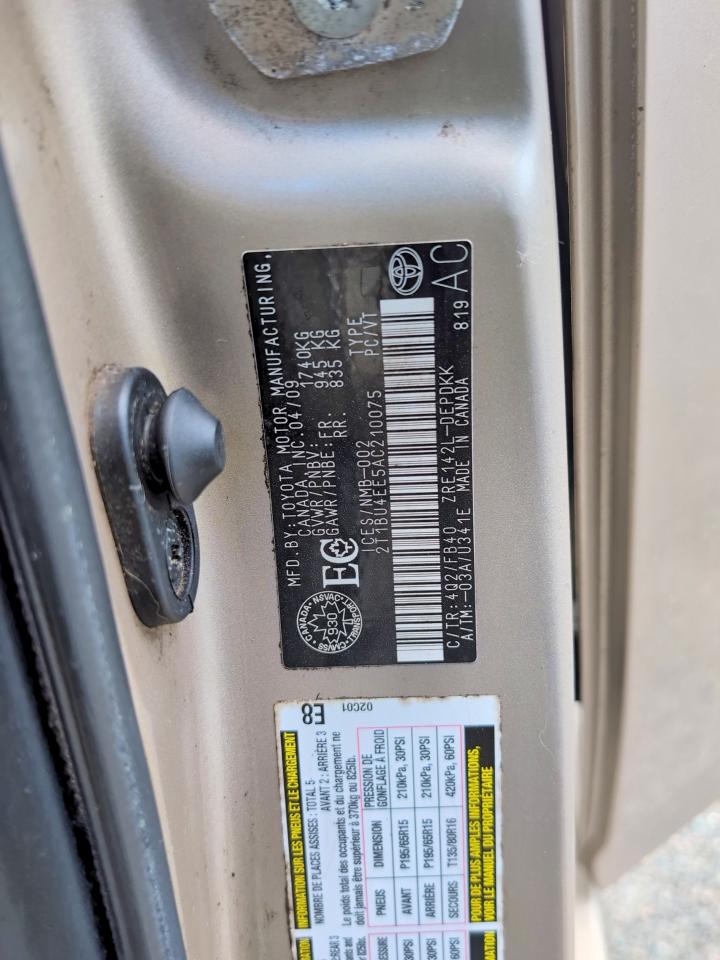 Aukcja sprzedaży 2010 Toyota Corolla, vin: 2T1BU4EE5AC210075, numer aukcji: 57196196