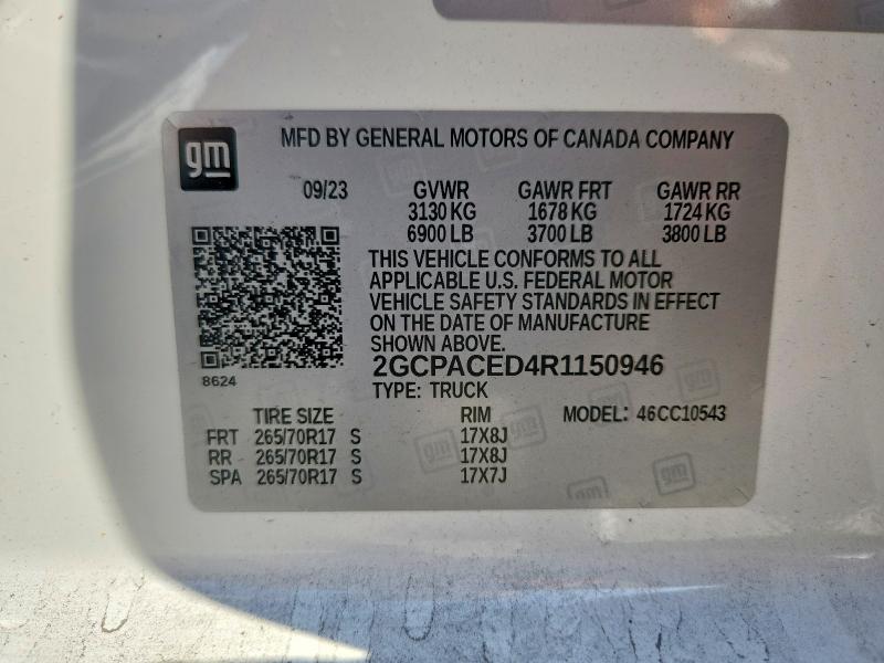 Auction sale of the 2024 Chevrolet Silverado, vin: 2GCPACED4R1150946, lot number: 56794866