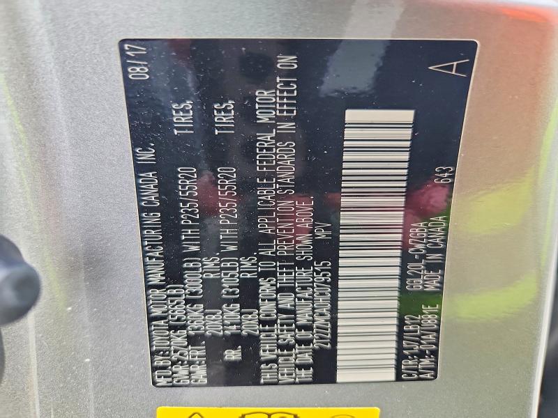 56269556 :رقم المزاد ، 2T2ZZMCA0HC079515 vin ، 2017 Lexus Rx 350 مزاد بيع