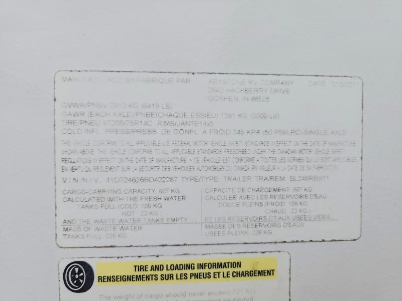 Aukcja sprzedaży 2011 Keystone Rv Bullet Ultra Lite Se, vin: 4YDT24628BD422287, numer aukcji: 57675626