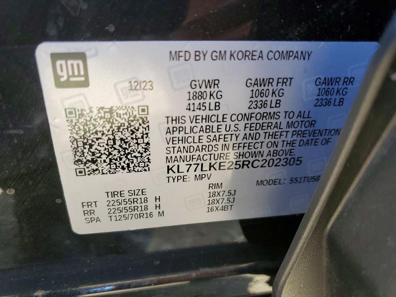 55980506 :رقم المزاد ، KL77LKE25RC202305 vin ، 2024 Chevrolet Trax مزاد بيع