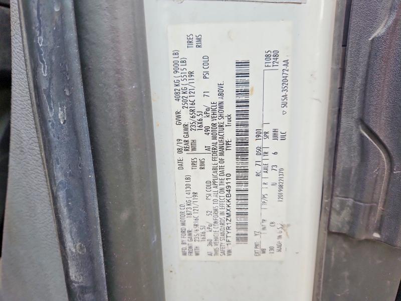 Aukcja sprzedaży 2019 Ford Transit, vin: 1FTYR1ZMXKKB49110, numer aukcji: 61614576