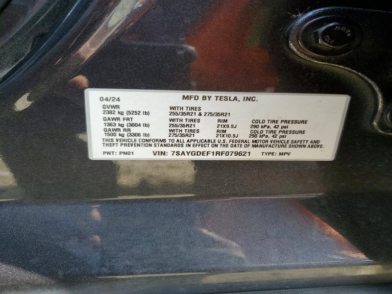 Продажа на аукционе авто 2024 Tesla Model Y, vin: 7SAYGDEF1RF079621, номер лота: 56815386