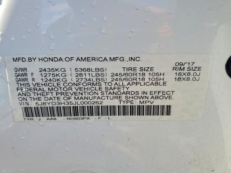 2018 Acura Mdx მანქანა იყიდება აუქციონზე, vin: 5J8YD3H35JL000262, აუქციონის ნომერი: 55504346