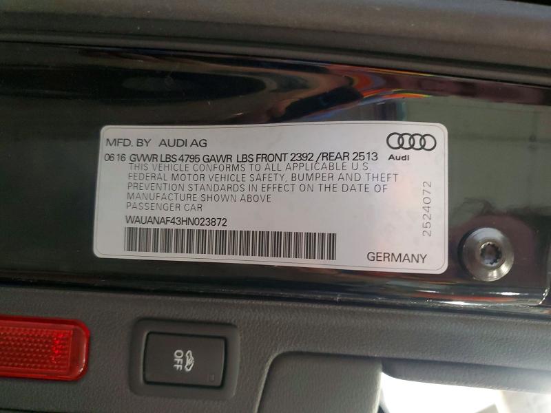 Продаж на аукціоні авто 2017 Audi A4, vin: WAUANAF43HN023872, номер лоту: 56654586