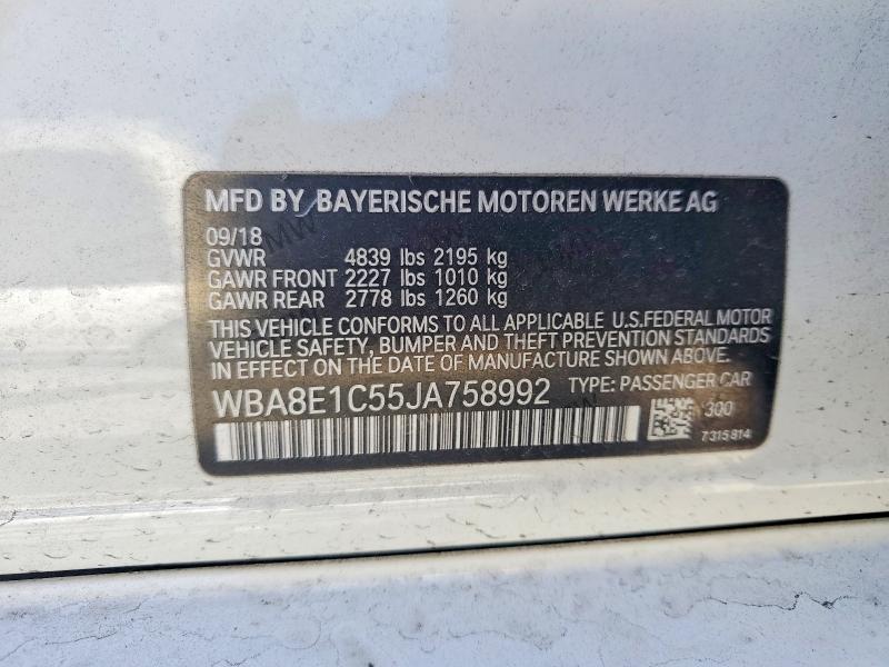 Aukcja sprzedaży 2018 Bmw 330e, vin: WBA8E1C55JA758992, numer aukcji: 56057146