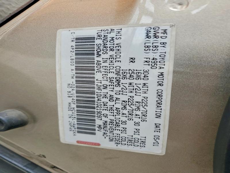 57814476 :رقم المزاد ، JTJHF10U410219097 vin ، 2001 Lexus Rx مزاد بيع