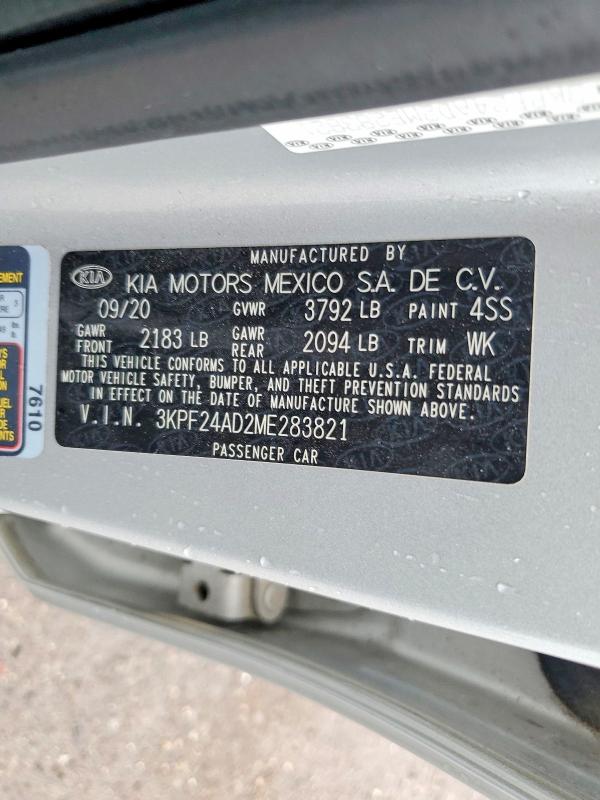 Продаж на аукціоні авто 2021 Kia Forte, vin: 3KPF24AD2ME283821, номер лоту: 57571436